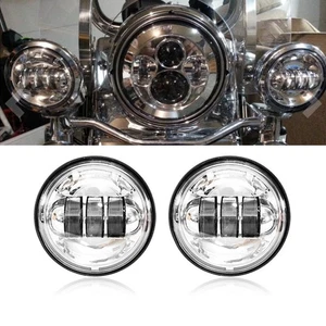 Pair 4.5 inch LED Spot Fog Passing Lights For Harley Touring Road King FLHR - Picture 1 of 12