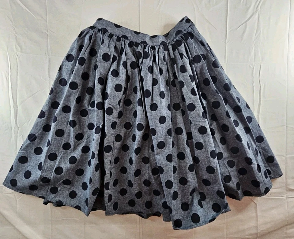 Falda ModCloth Para Mujer Talla Mediana Azul Polkadot Línea A Columpio Acampanada M Retro  Foto 1 de 4