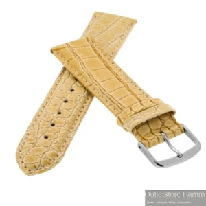 Wrist Watch Band 'Geneva' 18mm Soft Real Leather Crocodile Look Yellow 00038 - Picture 1 of 1