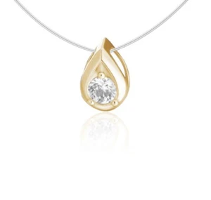 Colgante De Gota De Plata 925 Con Cadena De Pesca Con Circonitas 37cm - Imagen 1 de 2
