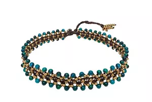 Gargantilla o pulsera de cristal con cordón de cera bohemia ajustable con piedras naturales - Imagen 1 de 12