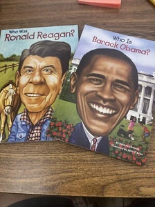 Who Is Barack Obama? Who Was Ronald Reagan? Lot Of 2 Classroom Teaching AR Books - Foto 1 di 8