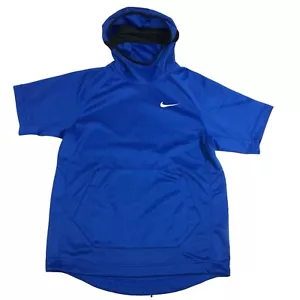 Vintage Medium Nike kurzärmeliger Warmup blauer Hoodie Herren Swoosh - Bild 1 von 10