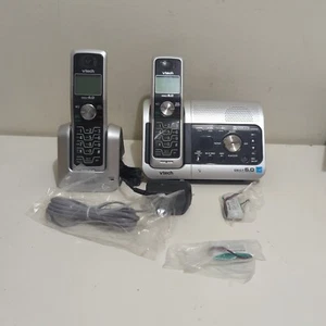 Vtech 6.0 Cordless Phone/Answering Machine 2 Handsets 6042 No AC Adapter - Zdjęcie 1 z 6