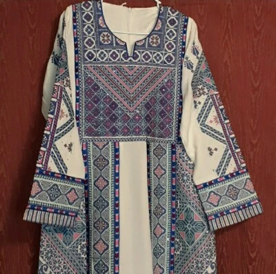 Vestido largo tradicional bordado Thobe jordano palestino Fellaini Abaya  Foto 1 de 4