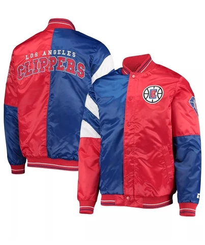Los Angeles Clippers 75th Anniversary Colorblocked Satin Snap Jacket Starter 2XL Cover