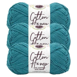 (3 Pack) Lion Brand Yarn 774-174AE Cotton Hemp Yarn, Teal - Picture 1 of 7
