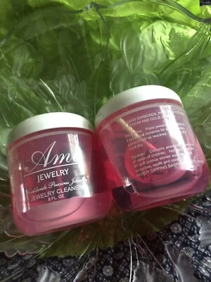 Jewelry Cleaner 2) 8oz Jars w/Baskets & Brushes for Gold Silver Platinum Gems - Image 1 of 4