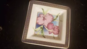 Versace Rosenthal plate Small 7.5cm USED Greek key and flowers catch dish - Picture 1 of 4