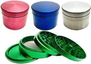 Plain Large Aluminium Herb Grinder 60mm 4 Pieces CNC Alloy Spice Crusher UK - Picture 1 of 14