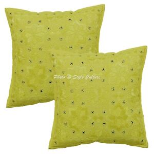 Yellow Cushion Cover Embroidered Gypsy Boho Ethnic Tribal Ethnic Hippie Pillow