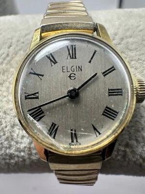 Elgin Ladies Manual Wind Watch 20MM 5.5" Stretch Band Working Swiss Made B41 - Image 1 of 4