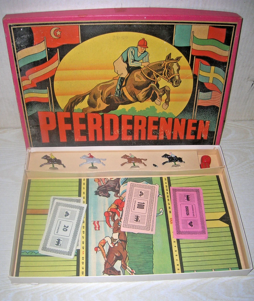 Bravmate Pferderennen Brettspiel – 53,3 Cm, Aus Massivholz, Mit 11 Metallpferden, Würfeln & Chips, Für 2-11 Spieler