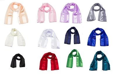 Plain Scarf Silk Feel Satin Stripe Lightweight Neck Wrap Women Fashion Scarves