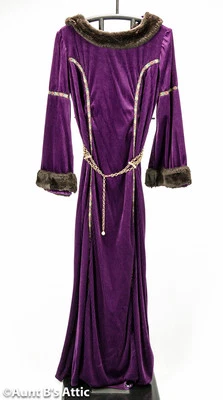 Medieval Renaissance Lady Dark Purple Velour & Faux Fur 3 Piece Costume Dress - Image 1 of 3