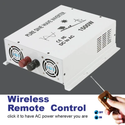 Pure Sine Wave Power Inverter 1500W 36V to 110V 220V Truck Car Camp Remote Contl - Image 1 of 4