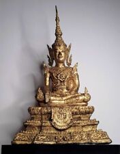 Large 18-19th c Thai Rattanakosin Gilt Seated Buddha