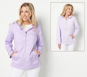Susan Graver Water Resistant Reversible Rain Jacket With Hood Lilac Purple *NEW* - Picture 1 of 1