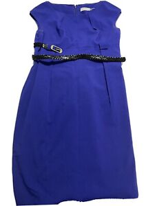 Calvin Klein  Electric Blue dress Size 12 With Belt From USA Free gift
