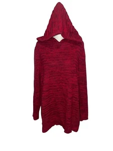 CJ Banks Sz 1X PLUS Red Hooded Sweater Hoodie Knit - Picture 1 of 10