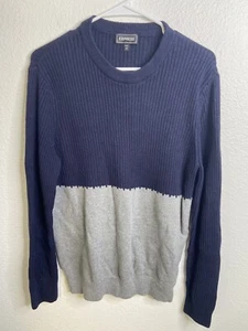 Express Men’s Medium Blue And Gray Sweater Color Block - Picture 1 of 4