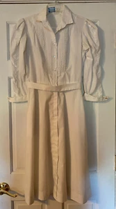 VINTAGE Nurse Uniform With Cap Size 10 White Pintuck Belt ¾ Sleeve Pockets Women - Picture 1 of 12
