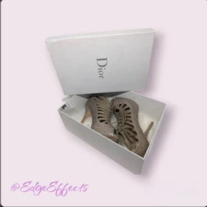Botines CHRISTIAN DIOR Gris/Taupe Pitón Plataforma Con Cordones Tacón Alto Talla 7 con Caja - Imagen 1 de 7