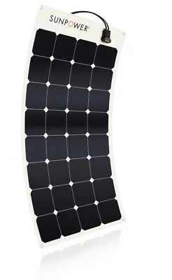SunPower® 100 Watt Flexible Solar Panel. High Efficiency for Marine, RV, Camping - Image 1 of 4
