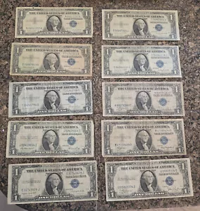 Lot of 8 1935 $1 One Dollar Blue Seal Silver Certificates VG Condition 2x 1957 - Picture 1 of 4