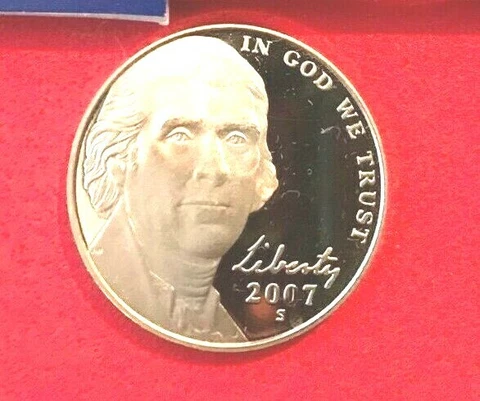 2007 S Jefferson Nickel GEM DCAM  Proof Coin Cover