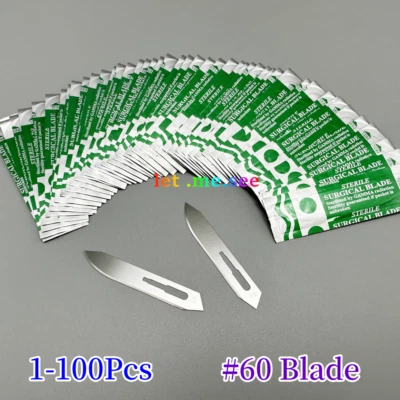 Carbon Steel Scapel Blades #60 Dental Medical Instrument Surgical Blade 10-100PC - Image 1 of 4