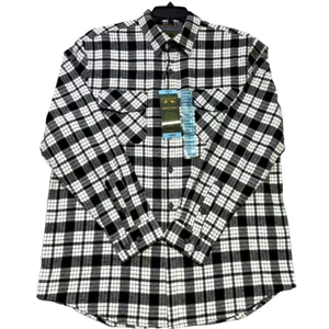ANCHORAGE EXPEDITION CLOTHING Men Brawny Flannel LS Shirt Sz L Black Plaid NWT - Picture 1 of 6