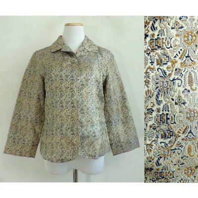 Chicos Size 1 / Medium NEW Metallic Jacquard Damask Cropped - Image 1 of 4