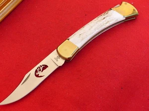 Buck USA 110 Custom Elk Stag Folding Hunter Lockback mint/display knife 200/500 - Picture 1 of 7