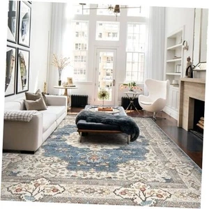Washable 10x14 Area Rug - Large Rug for Living Room Stain Resistant Low Pile  - Picture 1 of 7