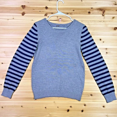 Suéter Anthropologie Poof Mujer Grande Gris Rayas Manga Larga Suéter Foto 1 de 4
