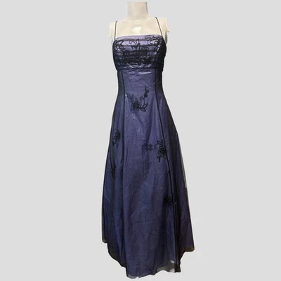 y2k purple floral beaded overlay morgan & co 2000s prom formal dress - Image 1 of 4