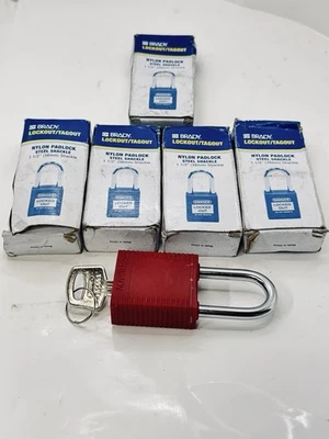5-Pk Brady Safety Padlock Red 1.5" Shakle LockOut TagOut 99552 Keyed Different - Image 1 of 2