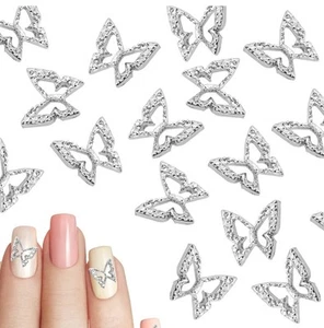 100 Pcs 3D Silver Butterfly Nail Charms DIY Charms for Women - Picture 1 of 3