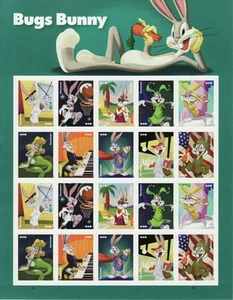 Bugs Bunny 80th Birthday Sheet of 20 Current Rate Postage Stamps Scott 5494-03 - Picture 1 of 1