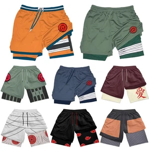 Bandai Naruto Anime Pantaloncini da Palestra per Fitness e Cosplay - Abbigliamento Sportivo Comodo - Foto 1 di 21