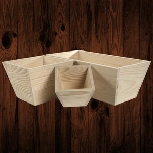 Macetas de madera de pino jardineras cajas madera lisa para decorar pintura personaliza hágalo usted mismo - Imagen 1 de 35