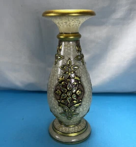 Marble Candlestick Hand Carved Painted Meenakari Decorative India Art 312 N1 - Picture 1 of 7