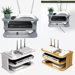 3 Tier Floating Wall Mounted Media Router Shelf DVD Player Sky Box Game Console - Picture 1 of 34