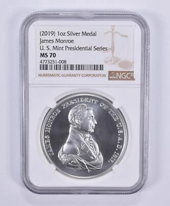 (2019) Silver Medal James Monroe US Mint Presidential Series MS70 NGC - Picture 1 of 5