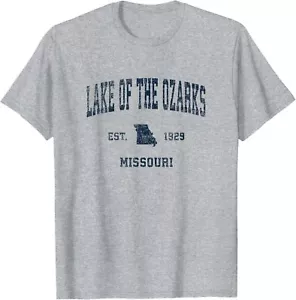 Lake of the Ozarks Missouri MO Vintage Sports Design Navy Pr T-Shirt Hoodie - Picture 1 of 7