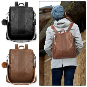 Womens Backpack PU Leather Anti-theft Travel Shoulder School Book Bag Fashion - Picture 1 of 14