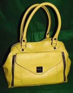 YELLOW! Jessica Simpson Zippered Tote Shoulder Hand Bag Satchel Purse 9 Section - Picture 1 of 6