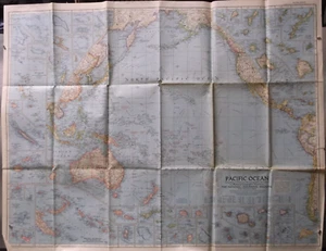 National Geographic December 1952 "Pacific Ocean" Map - Picture 1 of 4