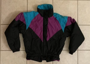 VINTAGE PROFILE Ski Jacket Winter Coat Girls Size XL Colorblock 80’s 90’s WARM - Picture 1 of 9